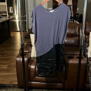 Size medium asymmetrical top/pleather skirt dress by hem & thread. Never worn.